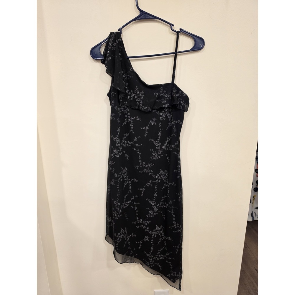 Y2K Candy Rocket One Shoulder Asymmetrical Dress Black Floral Size M Whimsigoth